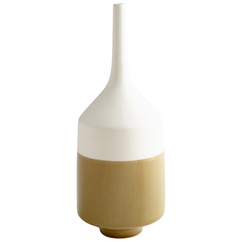 Groove Line White & Olive Crackle Vase by Cyan Design