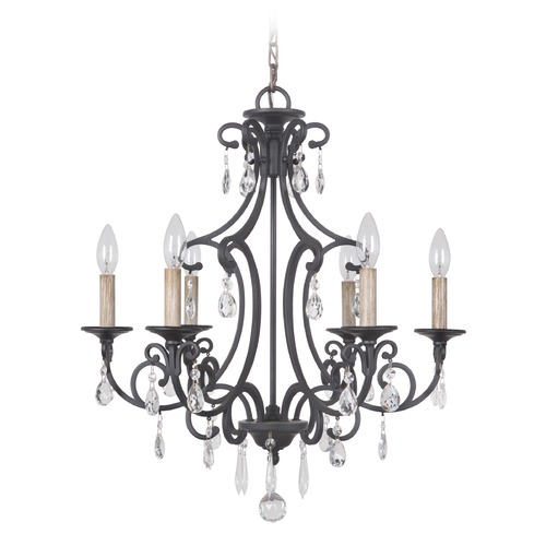 Craftmade Lighting Bentley 22-Inch Matte Black Crystal Chandelier by Craftmade Lighting 38926-MBK