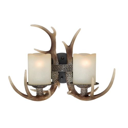 Yoho Faux Antler and Black Walnut Bathroom Light by Vaxcel Lighting