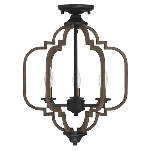 Savoy House Savoy House Lighting Westwood Barrelwood with Brass Accents Semi-Flushmount Light 6-0303-3-96