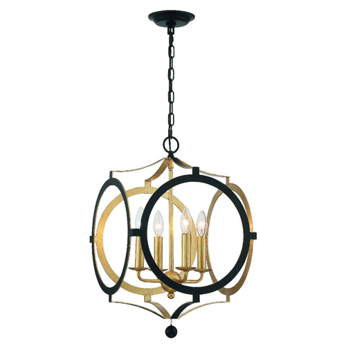 Crystorama Lighting Odelle 20-Inch Chandelier in Black & Gold by Crystorama Lighting ODE-704-BK-GA