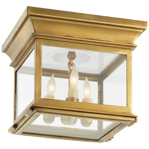 Visual Comfort Signature Collection E.F. Chapman Club Small Flush Mount in Antique Brass by Visual Comfort Signature CHC4128ABCG