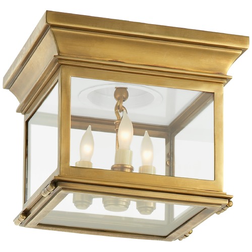 E.F. Chapman Club Small Flush Mount in Antique Brass by Visual Comfort Signature