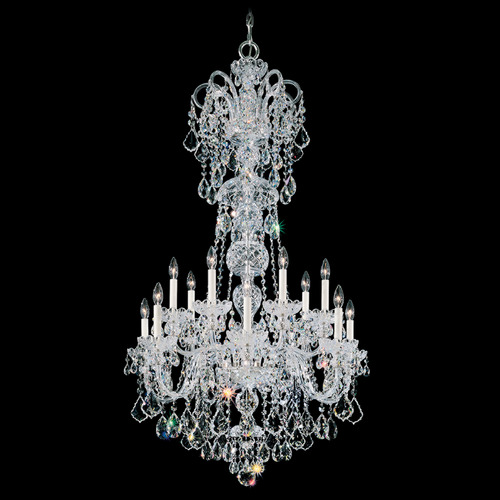 Schonbek Worldwide Lighting Olde World Polished Silver Crystal Chandelier