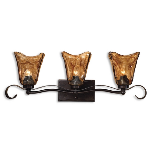 Bathroom Light with Brown Glass in Oil Rubbed Bronze by Uttermost Lighting