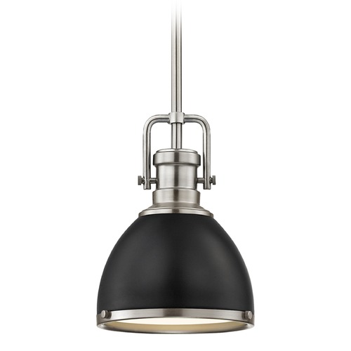 Design Classics Lighting Industrial Mini-Pendant Black and Satin Nickel 7.38-Inch Wide 1763-09 SH1775-07 R1775-09