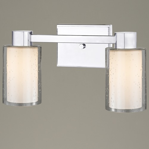 2-Light Seeded Frosted Glass Bathroom Light Chrome