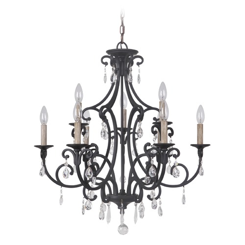 Bentley 26.50-Inch Matte Black Crystal Chandelier by Craftmade Lighting