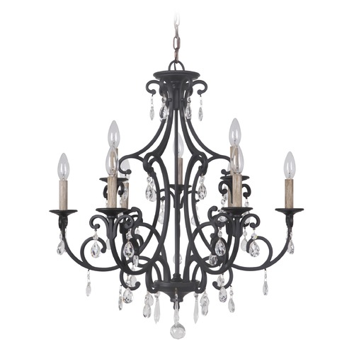 Craftmade Lighting Bentley 26.50-Inch Matte Black Crystal Chandelier by Craftmade Lighting 38929-MBK