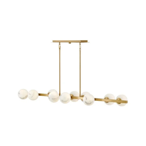 Selene 55-Inch Linear Light in Lacquered Brass by Fredrick Ramond