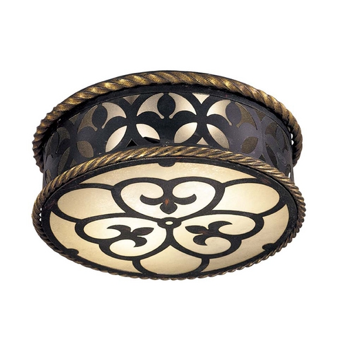 Wrought Iron Ceiling Flush Mount with French Scavo Glass by Metropolitan Lighting