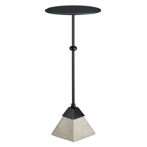Currey and Company Parna Satin Black & Polished Concrete & Clear Accent Table