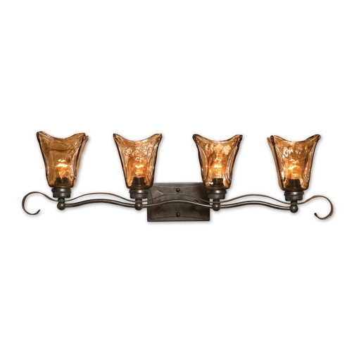 Uttermost Lighting Bathroom Wall Light with Brown Glass in Oil Rubbed Bronze Finish 22845