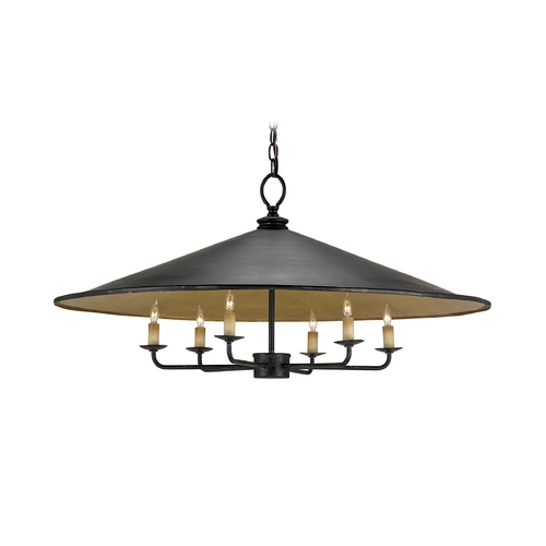 Modern Pendant Light in French Black/contemporary Gold Leaf Finish