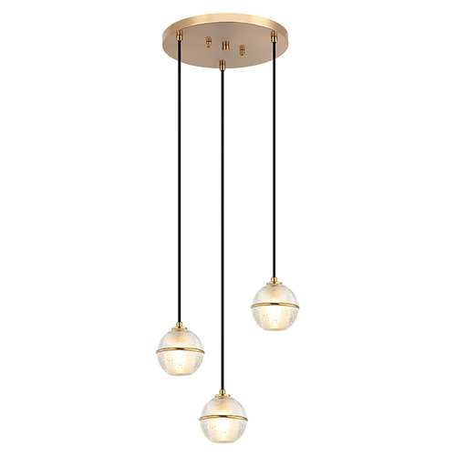 Misty Aged Gold Brass Multi-Light Pendant by Matteo Lighting