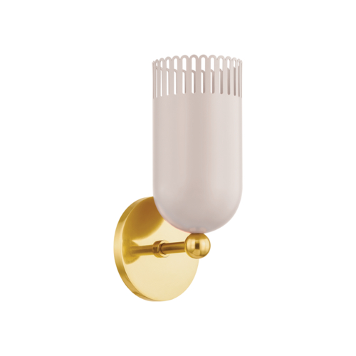 Liba Wall Sconce in Brass & Soft Peignoir by Mitzi by Hudson Valley