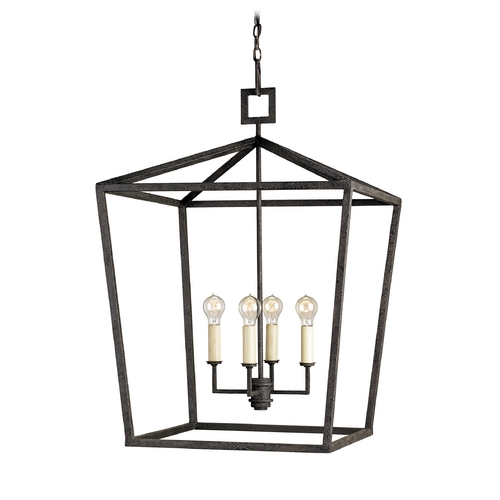 Denison 32-Inch Wide Lantern in Black by Currey & Company