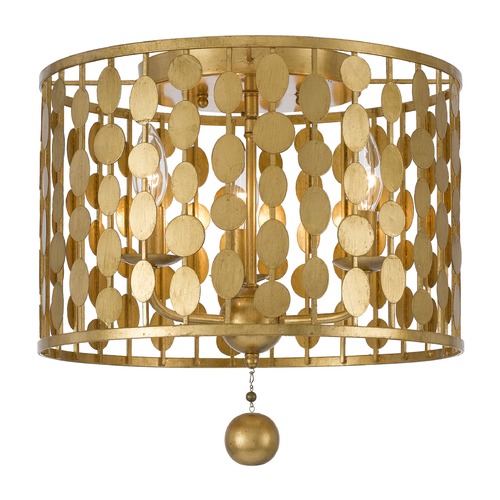 Crystorama Lighting Layla Antique Gold Flushmount Light