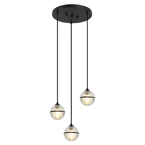 Matteo Lighting Matteo Lighting Misty Matte Black Multi-Light Pendant with Globe Shade C33103MB