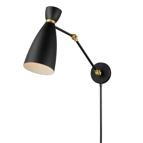 Maxim Lighting Carillon Black & Satin Brass Plug and Cord Wall Lamp by Maxim Lighting 11300BKSBR