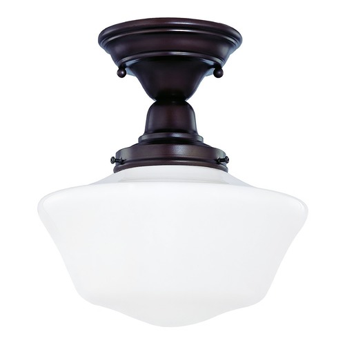 Design Classics Lighting 10-Inch Schoolhouse Semi-Flush Ceiling Light in Bronze Finish FBS-220 / GA10