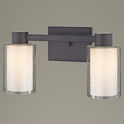 2-Light Seeded Frosted Glass Bathroom Light Bronze