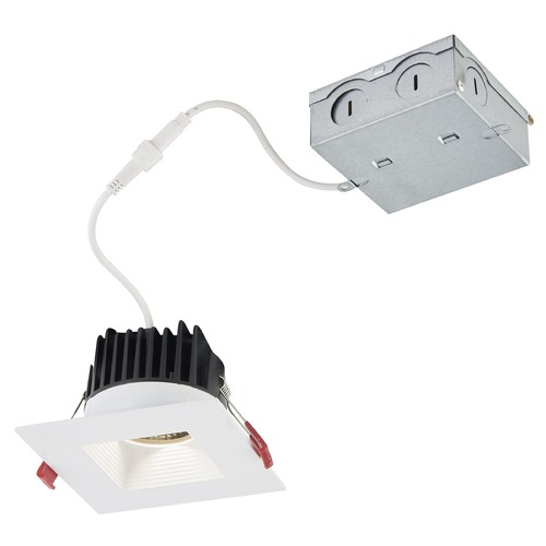 Recesso Lighting by Dolan Designs 4'' LED Canless 15W White Square Baffle Recessed Downlight 2700K 38Deg RLM04-15W38-27-W/WH SQR TRIM