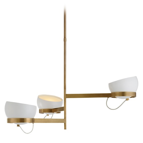 Visual Comfort Signature Collection Barbara Barry Lightwell Triple Chandelier in Brass by Visual Comfort Signature BBL5151SBWHT