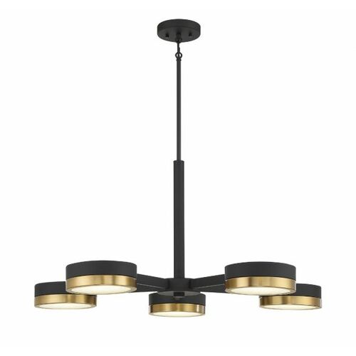 Savoy House Ashor 34-Inch LED Chandelier in Matte Black & Brass by Savoy House 1-1635-5-143