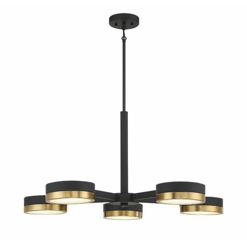 Ashor 34-Inch LED Chandelier in Matte Black & Brass by Savoy House