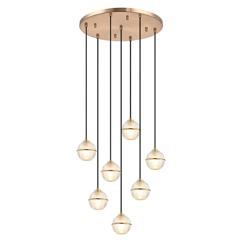 Misty Aged Gold Brass Multi-Light Pendant by Matteo Lighting