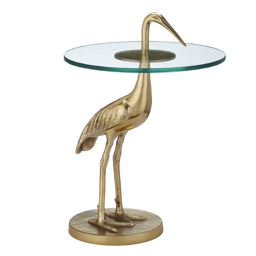 Currey and Company Crane Gold & Clear Accent Table