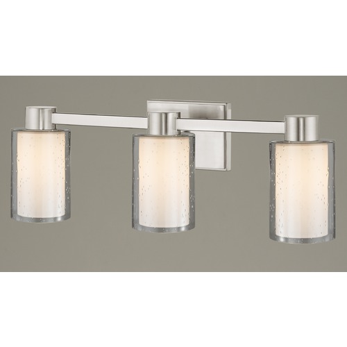 Design Classics Lighting 3-Light Seeded Frosted Glass Bathroom Light Satin Nickel 2103-09 GL1061 GL1041C