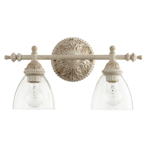 Seeded Glass Bathroom Light White by Quorum Lighting