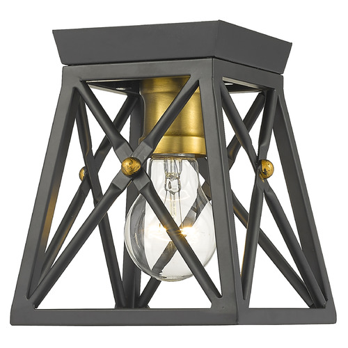 Z-Lite Trestle Matte Black & Olde Brass Flush Mount by Z-Lite 447F1-MB-OBR