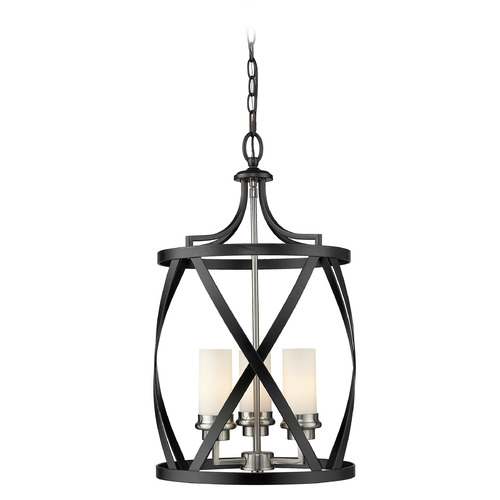 Z-Lite Malcalester Matte Black & Brushed Nickel Pendant by Z-Lite 481P14-MB-BN