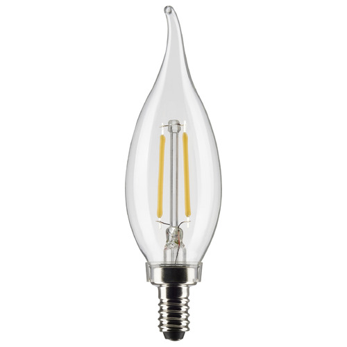 3W CA10 E12 Base Clear LED Light Bulb in 2700K by Satco Lighting