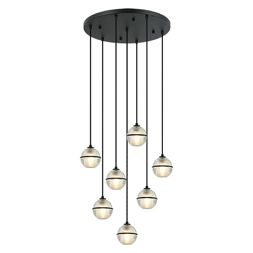 Misty Matte Black Multi-Light Pendant by Matteo Lighting