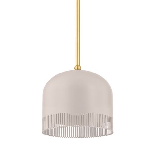 Mitzi by Hudson Valley Liba Mini Pendant in Brass & Soft Peignoir by Mitzi by Hudson Valley H884701S-AGB/SPG