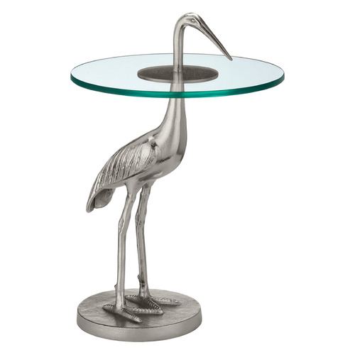 Currey and Company Crane Nickel & Clear Accent Table