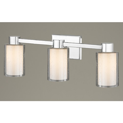 Design Classics Lighting 3-Light Seeded Frosted Glass Bathroom Light Chrome 2103-26 GL1061 GL1041C