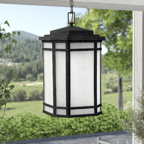 Hinkley Outdoor Hanging Light with White Glass in Vintage Black Finish 1272VK