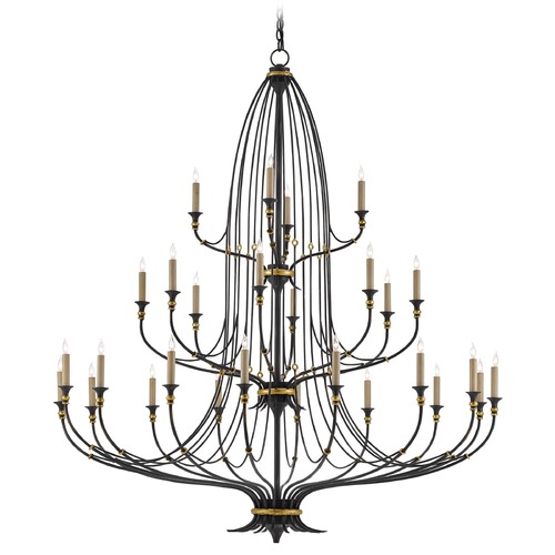 Currey and Company Lighting Folgate 56.5-Inch Chandelier in French Black/Gold Leaf by Currey & Co 9000-0213