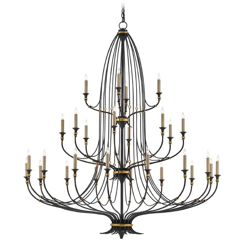 Folgate 56.5-Inch Chandelier in French Black/Gold Leaf by Currey & Co