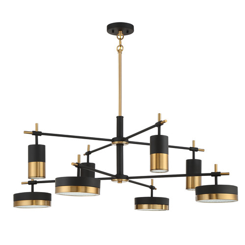 Savoy House Ashor 42-Inch LED Chandelier in Matte Black & Brass by Savoy House 1-1637-8-143