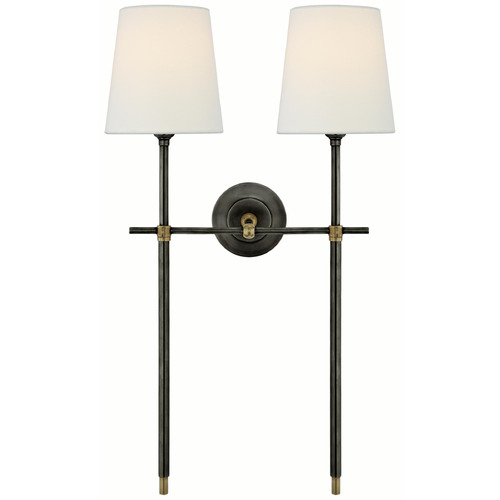 Visual Comfort Signature Collection Visual Comfort Signature Collection Thomas O'brien Bryant Bronze & Hand-Rubbed Antique Brass Sconce TOB2025BZ/HAB-L