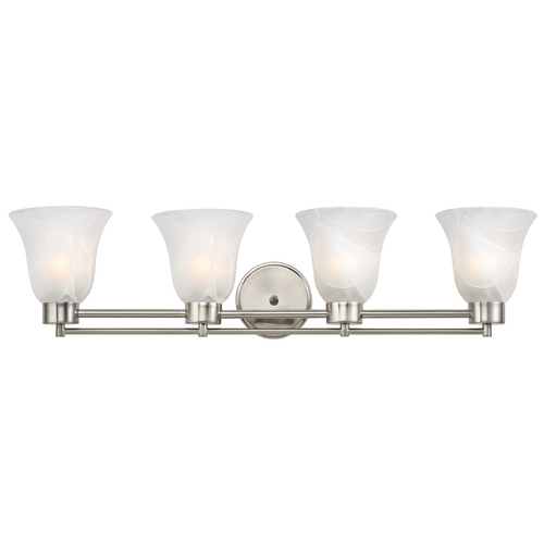 Design Classics Lighting Modern Bathroom Light with Alabaster Glass in Satin Nickel Finish 704-09 GL9222-ALB