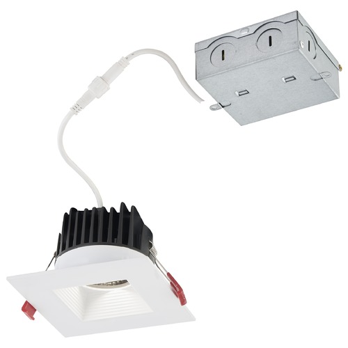 Recesso Lighting by Dolan Designs 4'' LED Canless 15W White Square Baffle Recessed Downlight 3000K 38Deg IC Rated By Recesso RLM04-15W38-30-W/WH SQR TRIM