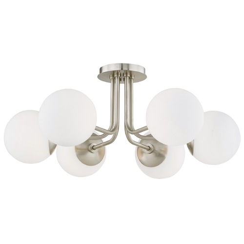 Design Classics Lighting Shinne 6 Light Satin Nickel LED Semi-Flushmount 1970-09/WH