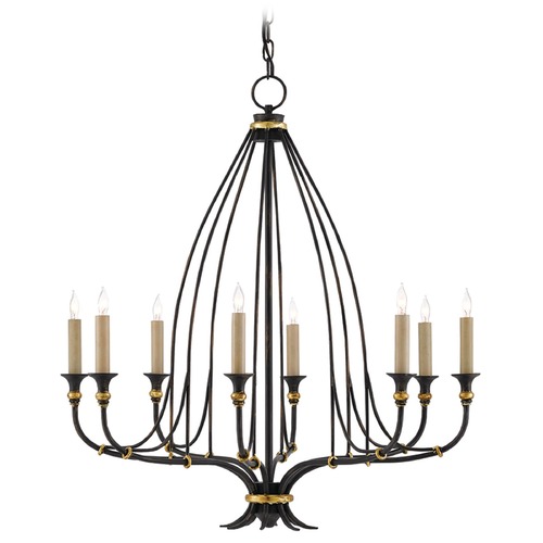 Currey and Company Lighting Folgate Chandelier in French Black/Gold Leaf by Currey & Company 9000-0214